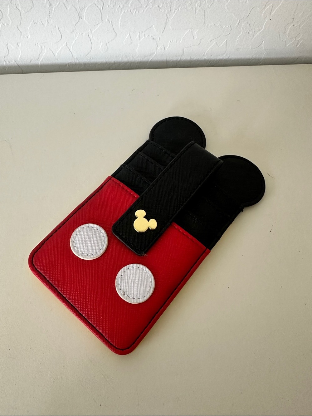 Minnie/Mickey Inspired Red & Black Slim Wallet/ Card Holder w/ Gold Mouse Accent